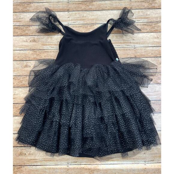 Posh Peanut Black Ribbed Shimmer Tulle Dress 5/6 - Picture 2 of 3